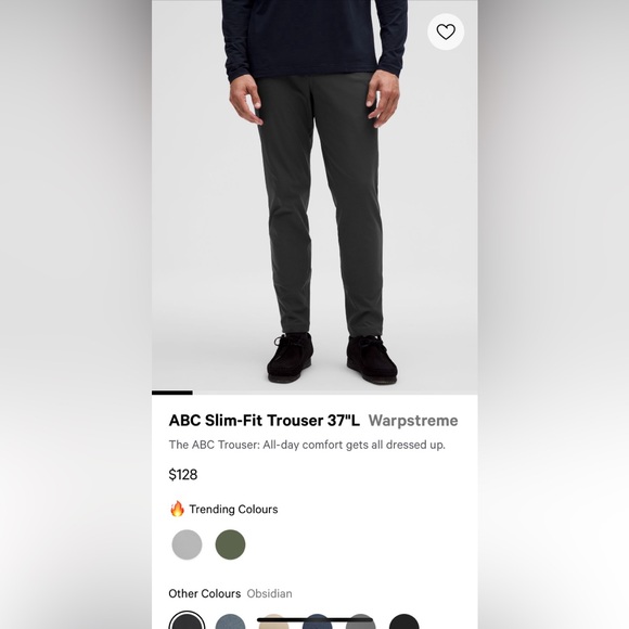 TALL lululemon men’s size 32 ABC slim fit trouser pant - Picture 2 of 10